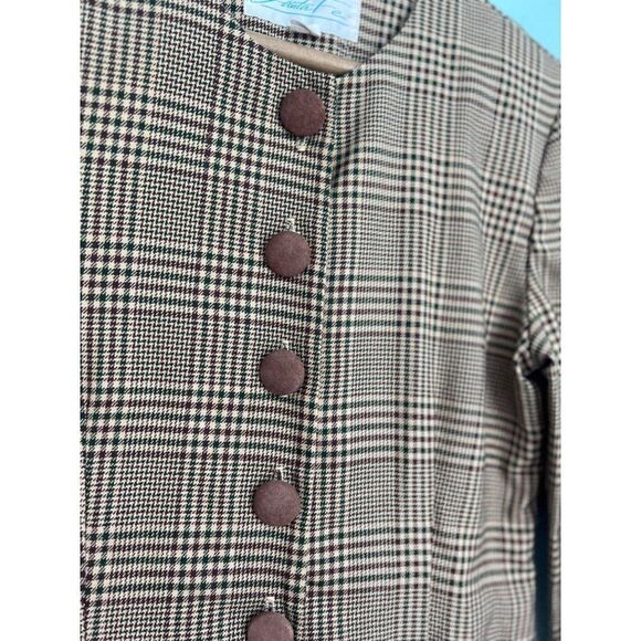 Vintage 80s Dress Wiggle Plaid Lined Career Vent Size 6 - Picture 3 of 6